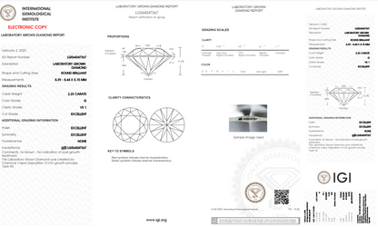 2.23 Carats Round Shape White Lab Grown Diamond