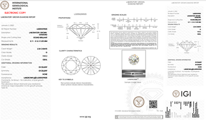 2.04 Carats Round Shape White Lab Grown Diamond