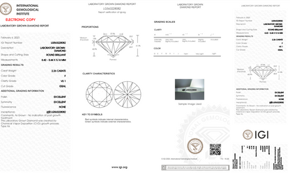 2.26 Carats Round Shape White Lab Grown Diamond