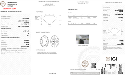 2.01 Carats Oval Shape White Lab Grown Diamond