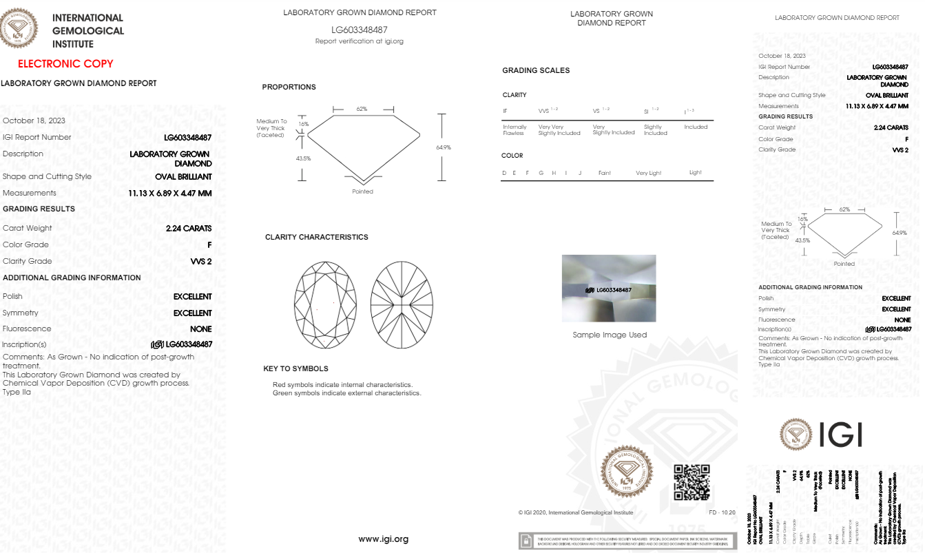 2.24 Carats Oval Shape White Lab Grown Diamond