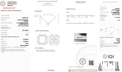 2.08 Carats Radiant Shape White Lab Grown Diamond