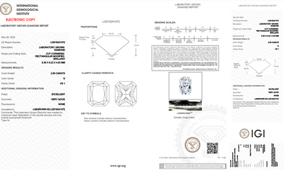 2.06 Carats Radiant Shape White Lab Grown Diamond